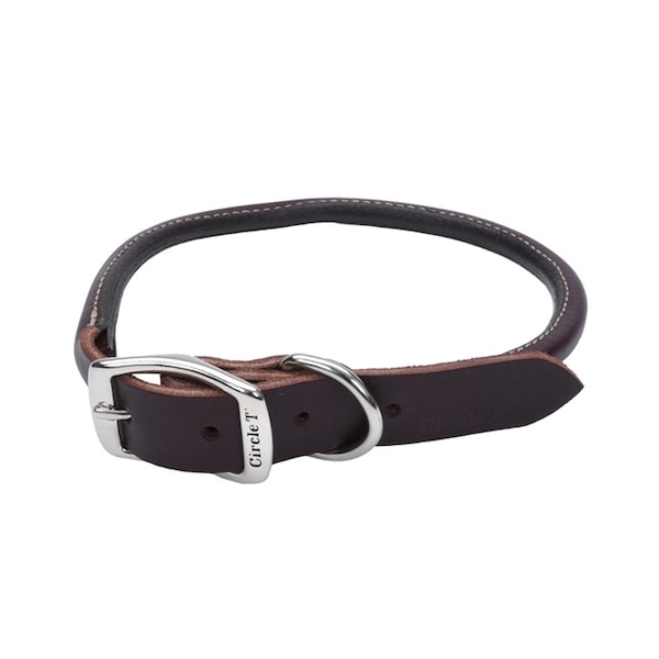 Circle T Latigo Leather Dog Collar Round 1" 22"